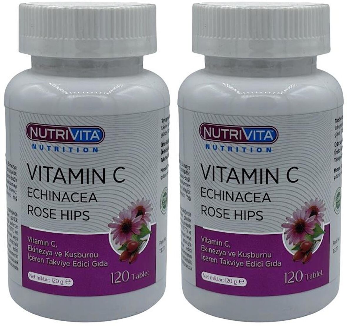 Vitamin C Vitamini Echinacea 2x120 Tablet Ekinezya Kuşburnu Ekstresi