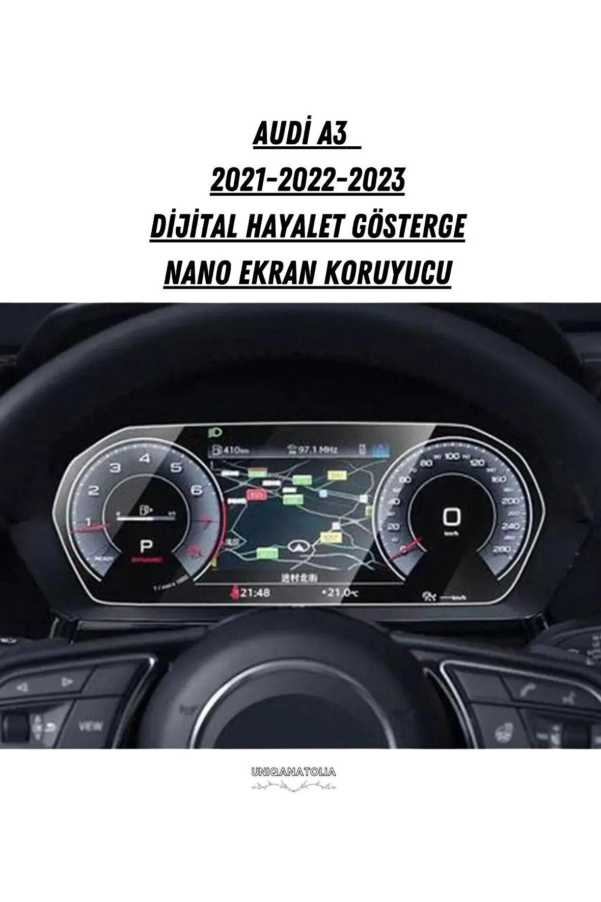 Audi A3 2021 2022 2023 12.3 İnç Dijital Hayalet Gösterge Uyumlu Nano Ekran Koruyucu