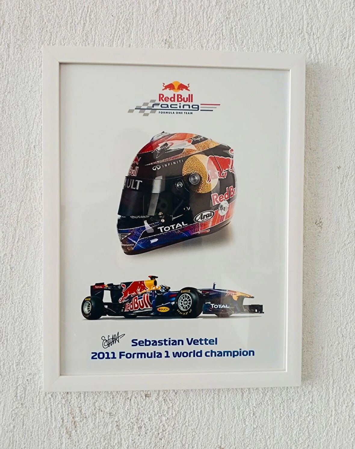 30x42 cm Sebastian Vettel Formula 1, F1 Poster Tablo 1 mm Şeffaf Korumalı ve Çerçeveli