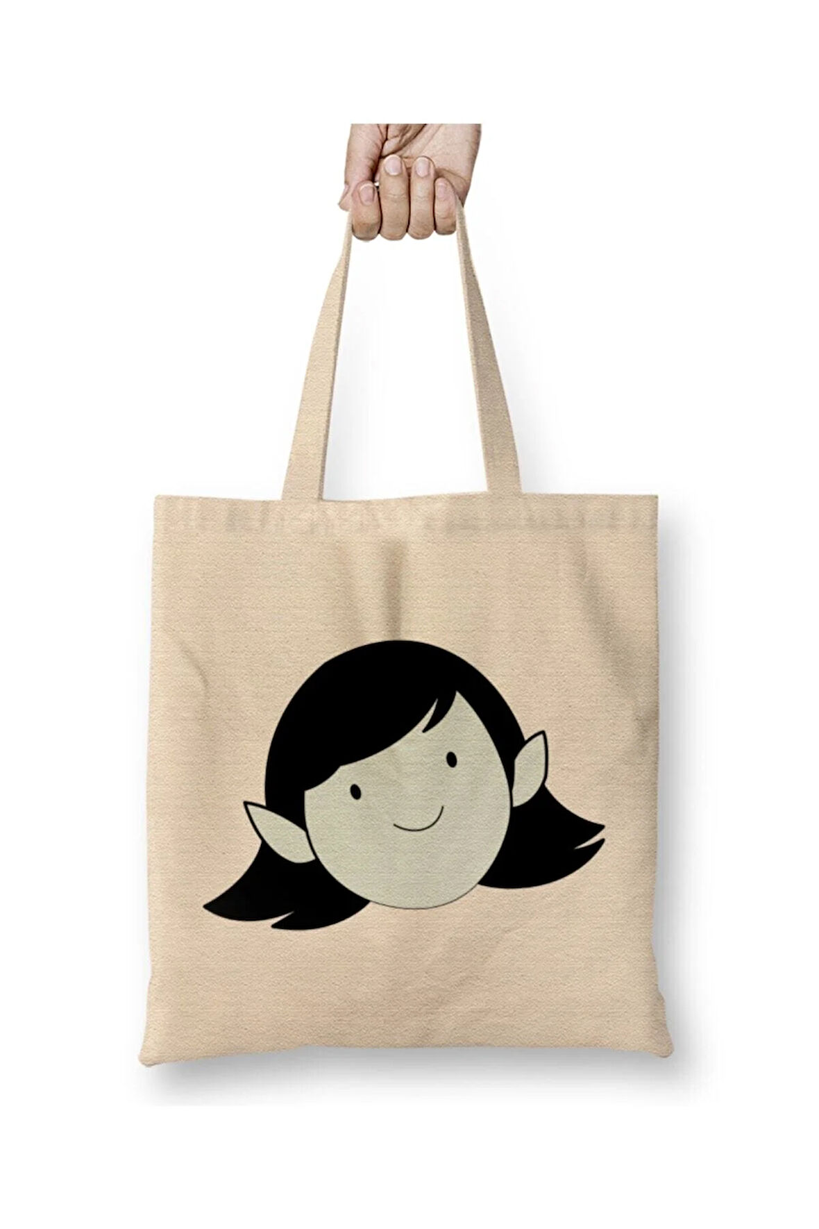 Marceline The Vampire Queen Beyaz Bez Çanta Uzun Saplı Alışveriş Çantası Plaj Çantası