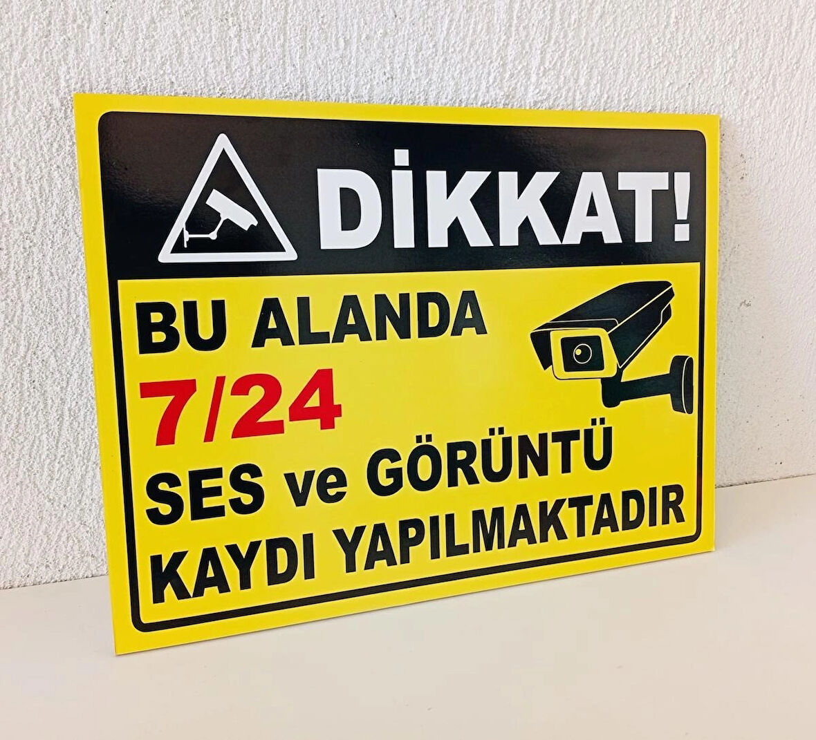 30x40 cm Bu Alanda 7/24 Ses ve Görüntü Kaydı Yapılmaktadır Uyarı Levhası 5 mm Dekota Tabela