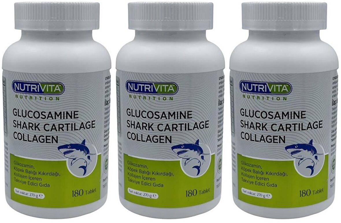 Glucosamine Shark Cartilage Collagen 3x180 Tablet Köpek Balığı Kıkırdağı Kolajen