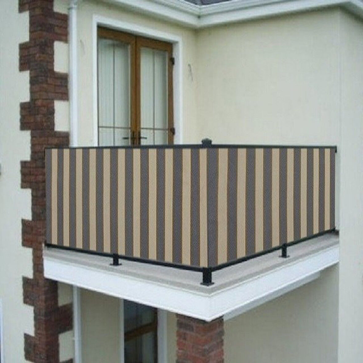 Ceylan Home Balkon Demir Perdesi Kuş Gözü Gri Krem Ölçü Seçenekli