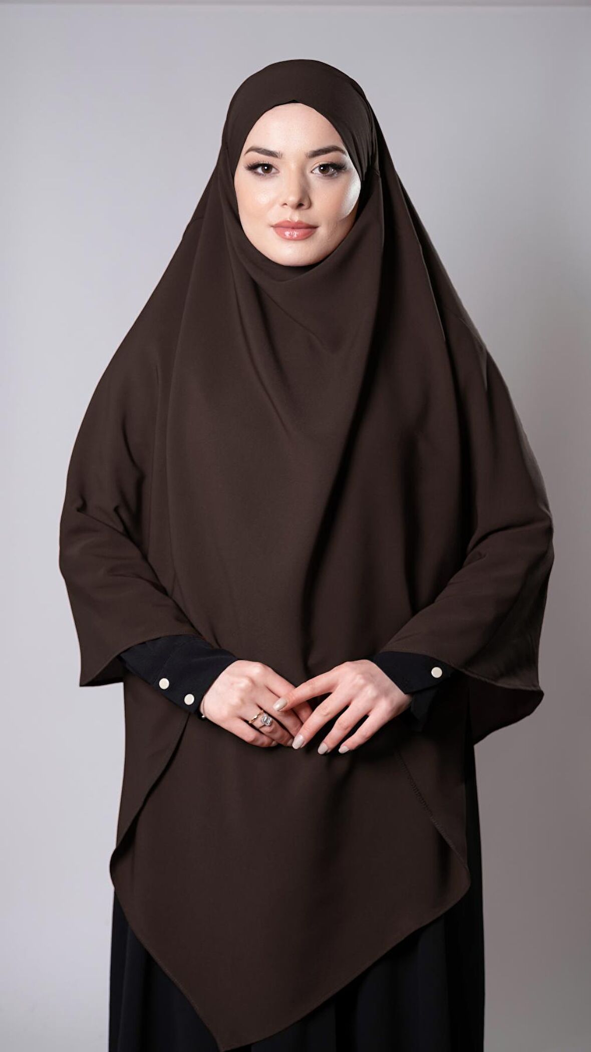 Kahverengi Pratik Hazır Geçmeli Tesettür Eşarp Medine İpeği Bağcıklı Sufle Hijab 2301_14