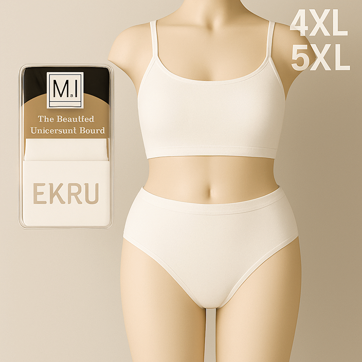 Kadın MI Külot Büyük Beden Yüksek Bel 1. Kalite EKRU Renk 4XL ve 5XL Seçenekleriyle