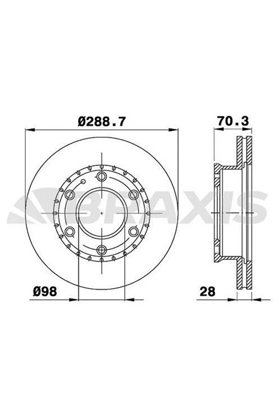 Fren Diski Ön Havalı Mazda B2500 2.5 D BT50 4x4 05-11 Ford Ranger 05-> 289X6