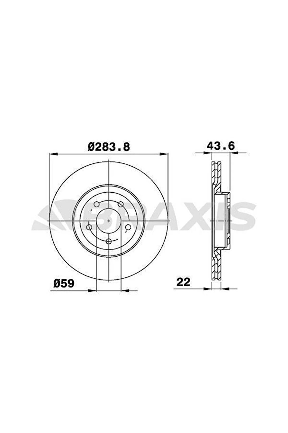 ON FREN AYNASI (DISKI) DOBLO III EGEA 1,3 / 1,6 / 2,0 10>ALFA ROMEO 147 156 (5 BIJON 284MM)