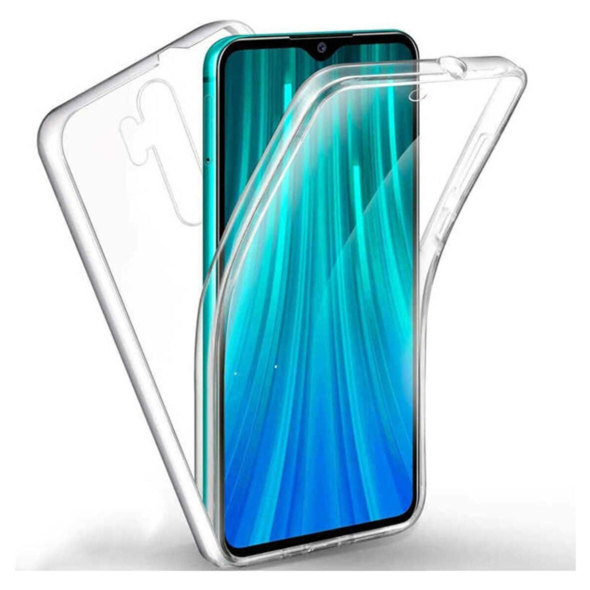 Teleplus Xiaomi Redmi Note 8 Pro Kılıf Ön Arka 360 Koruma Şeffaf Silikon