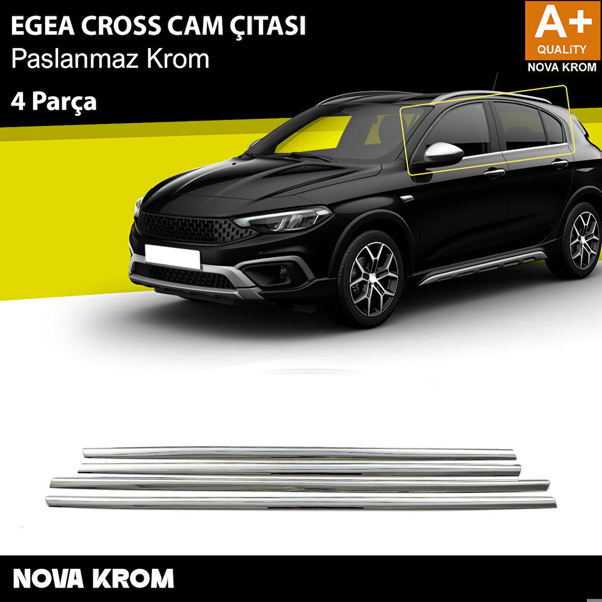 Fiat Egea Cross Krom Cam Çıtası 4 Prç. 2020 Üzeri