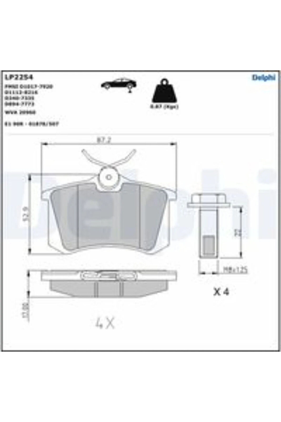 FREN BALATASI ARKA (87MM) 207 308 807 CLIO III-IV 00