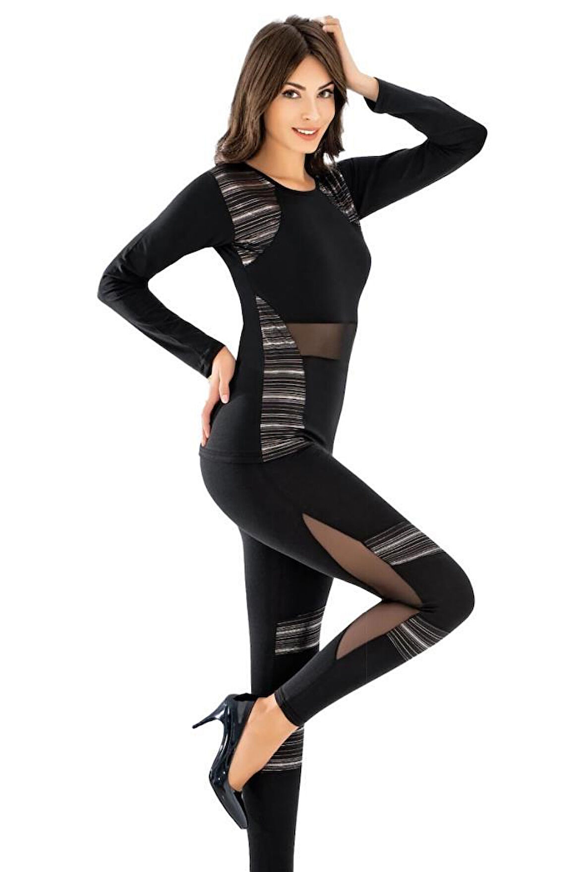 Tül Detaylı Modelli Tayt Takımı 1132