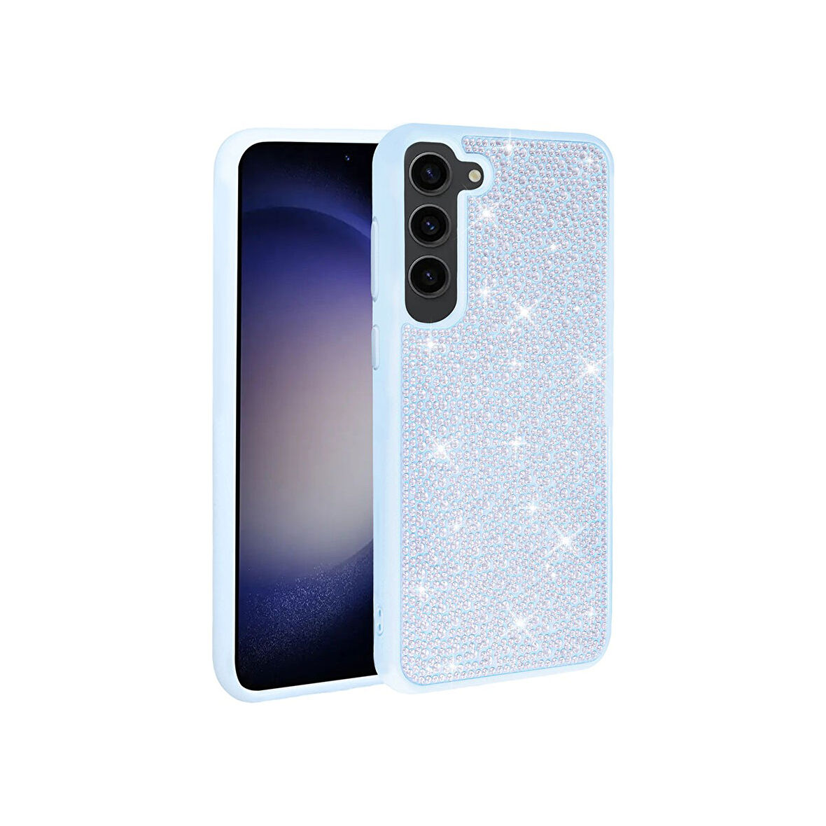 Teleplus Samsung Galaxy S23 Kılıf Diamond Parlak Taşlı Ston Kapak Silikon Mavi