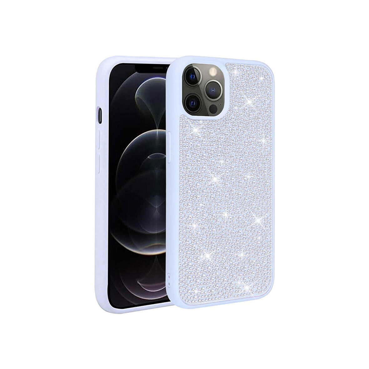 Teleplus Apple iPhone 13 Pro Max Kılıf Diamond Parlak Taşlı Ston Kapak Silikon Mavi