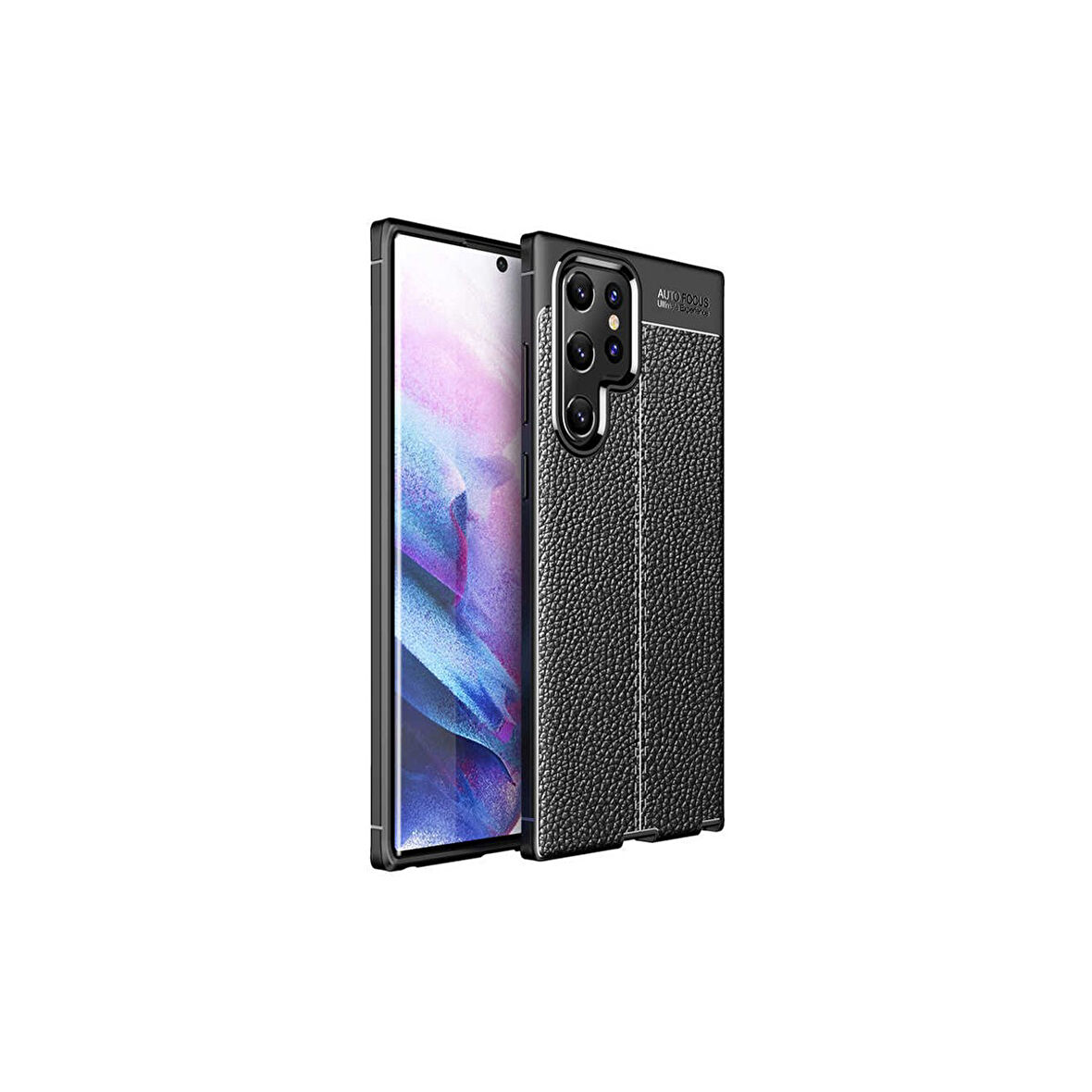 Teleplus Samsung Galaxy S22 Ultra Kılıf Niss Silikon Deri Görünümlü Siyah