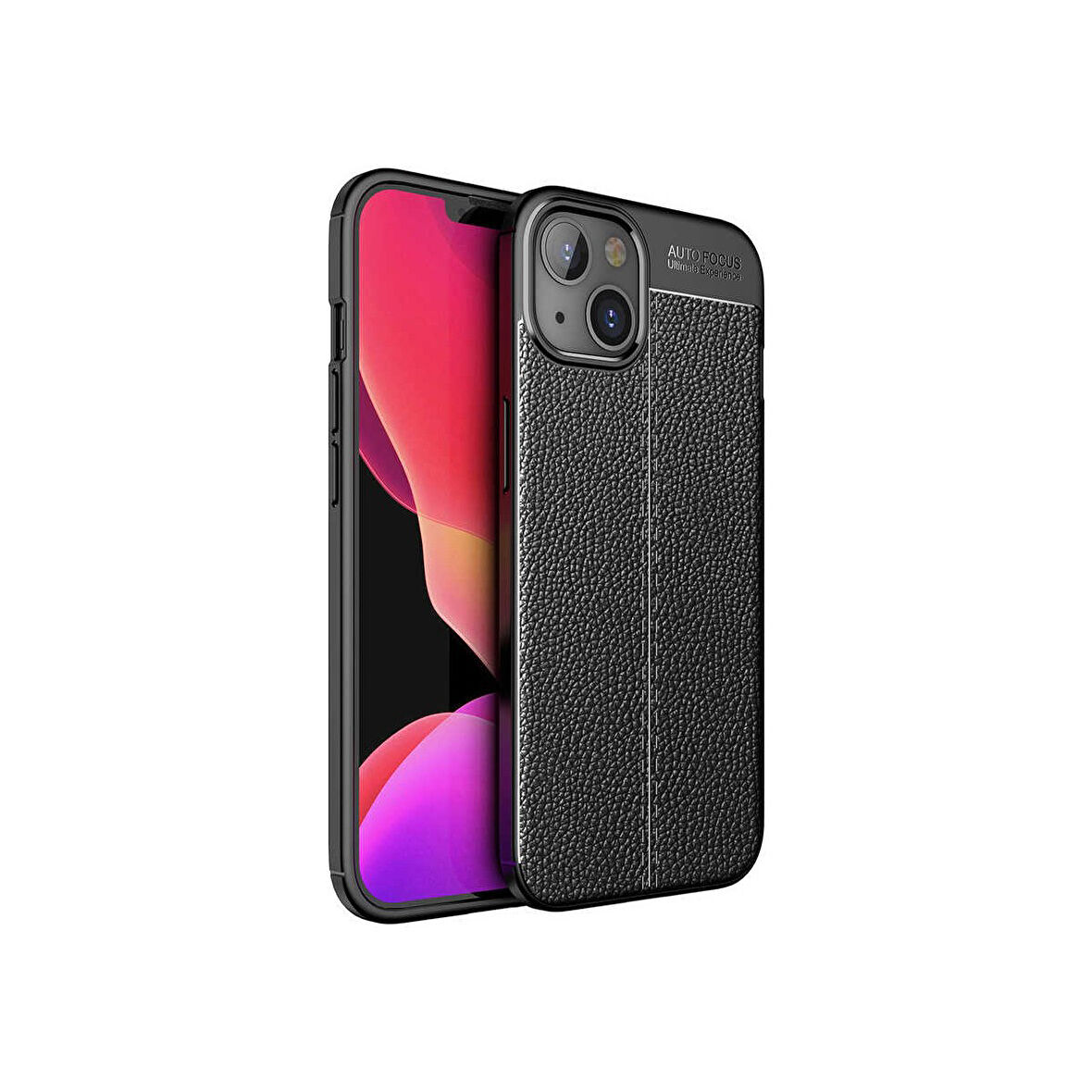 Teleplus Apple iPhone 14 Plus Kılıf Niss Silikon Deri Görünümlü Kamera Korumalı Siyah