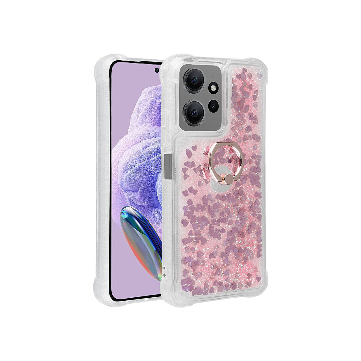 Teleplus Xiaomi Redmi Note 12 4g Kılıf Milce Sulu Yüzüklü Silikon Arka Kapak Pembe
