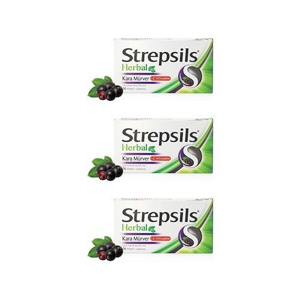 Strepsils Herbal Kara Mürver Aromalı 16 Pastil 3 Adet