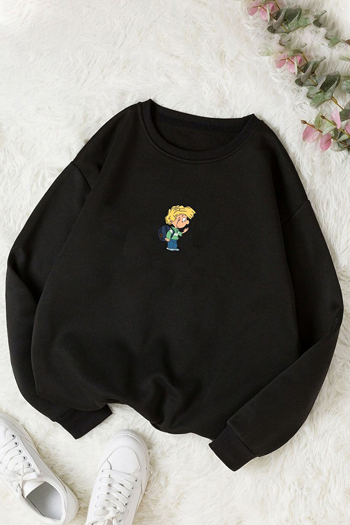 Unisex Cedric Üzümlü Kekim Baskılı Bisiklet Yaka Sweatshirt