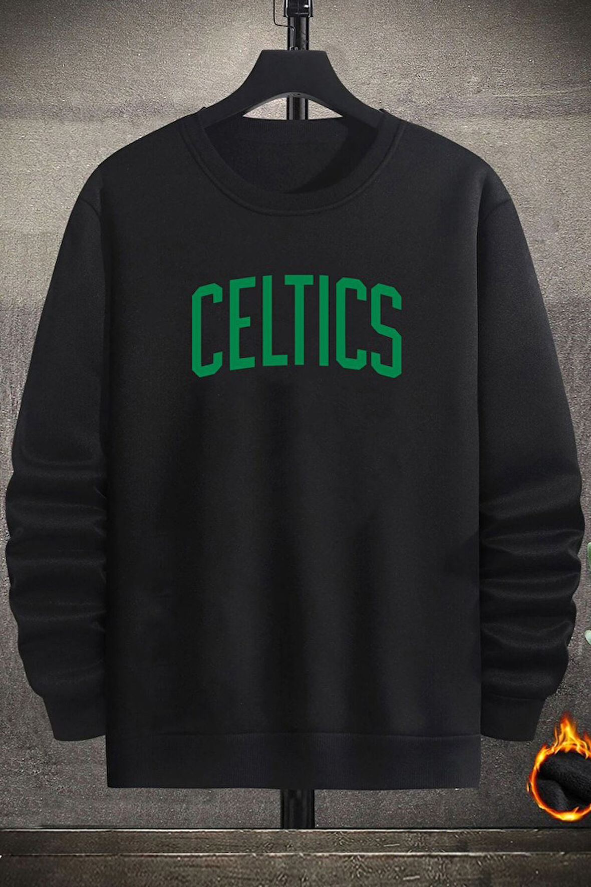 Uyguntarz Unisex Celtics Baskılı Bisiklet Yaka Sweatshirt
