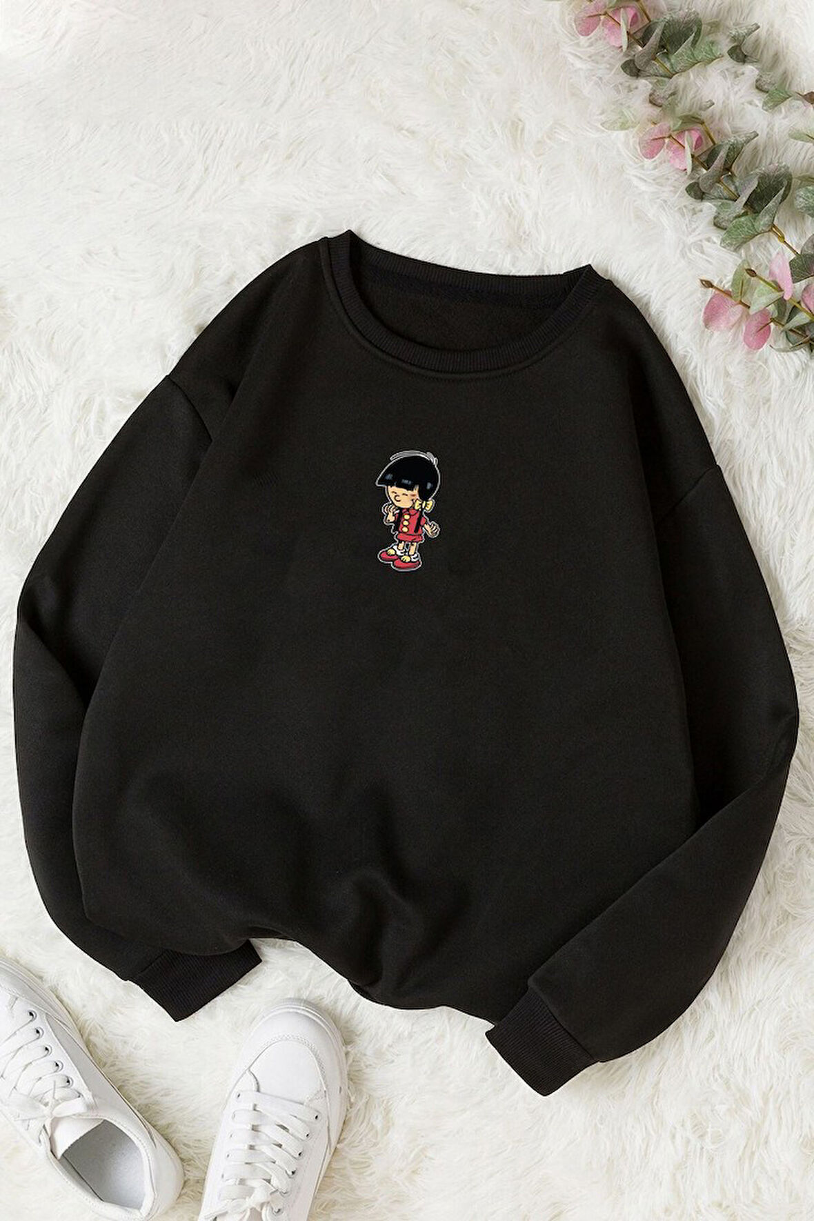 Uyguntarz Unisex Chen Üzümlü Kekim Baskılı Bisiklet Yaka Sweatshirt