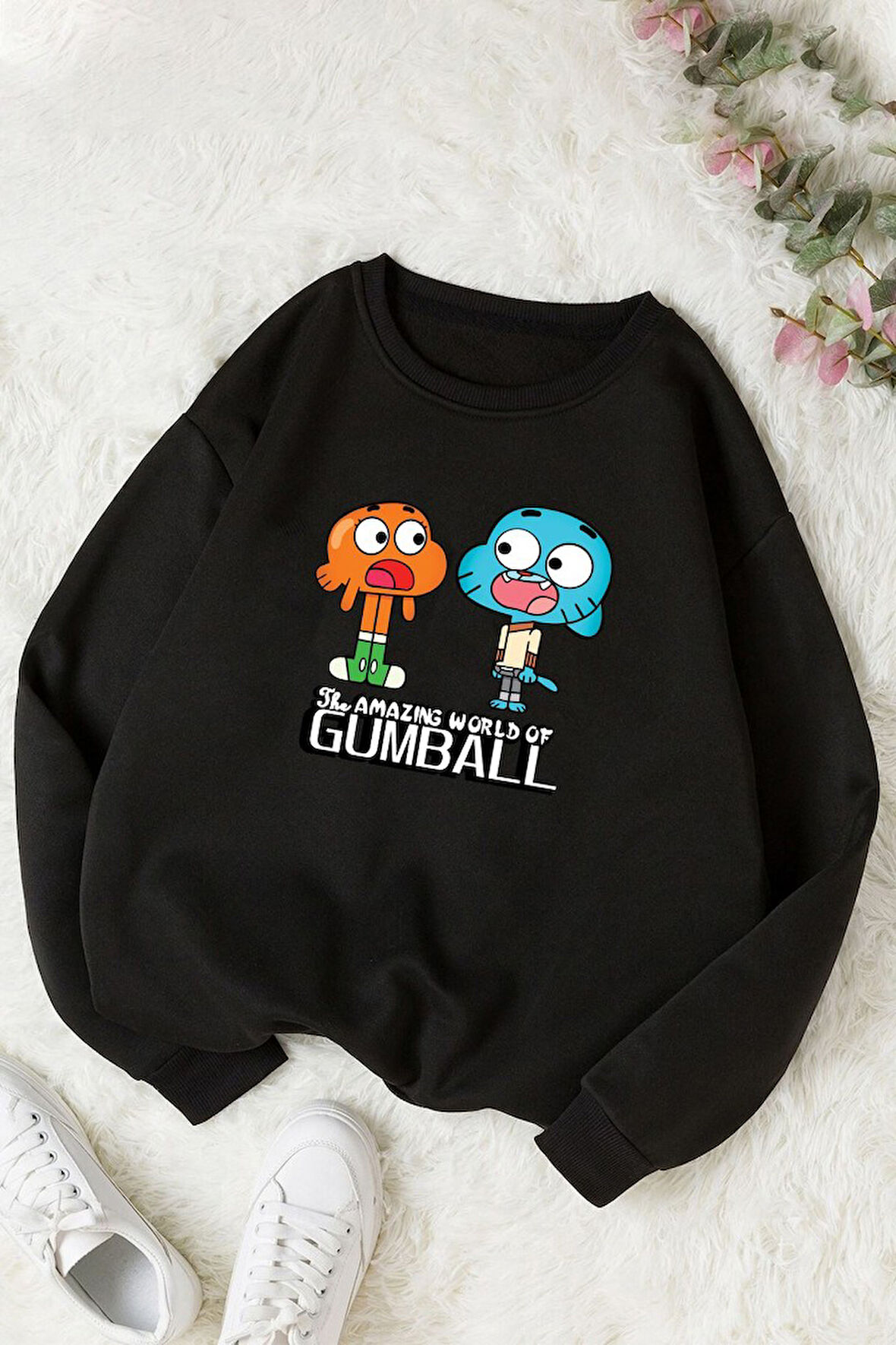 Uyguntarz Unisex Gumball Baskılı Bisiklet Yaka Sweatshirt
