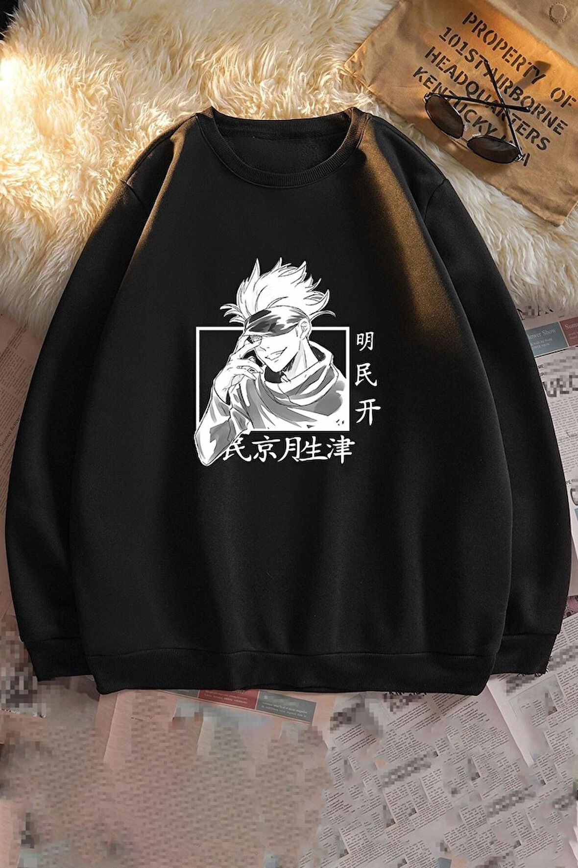 Uyguntarz Unisex Jujutsu Kaisen Bisiklet Yaka Sweatshirt