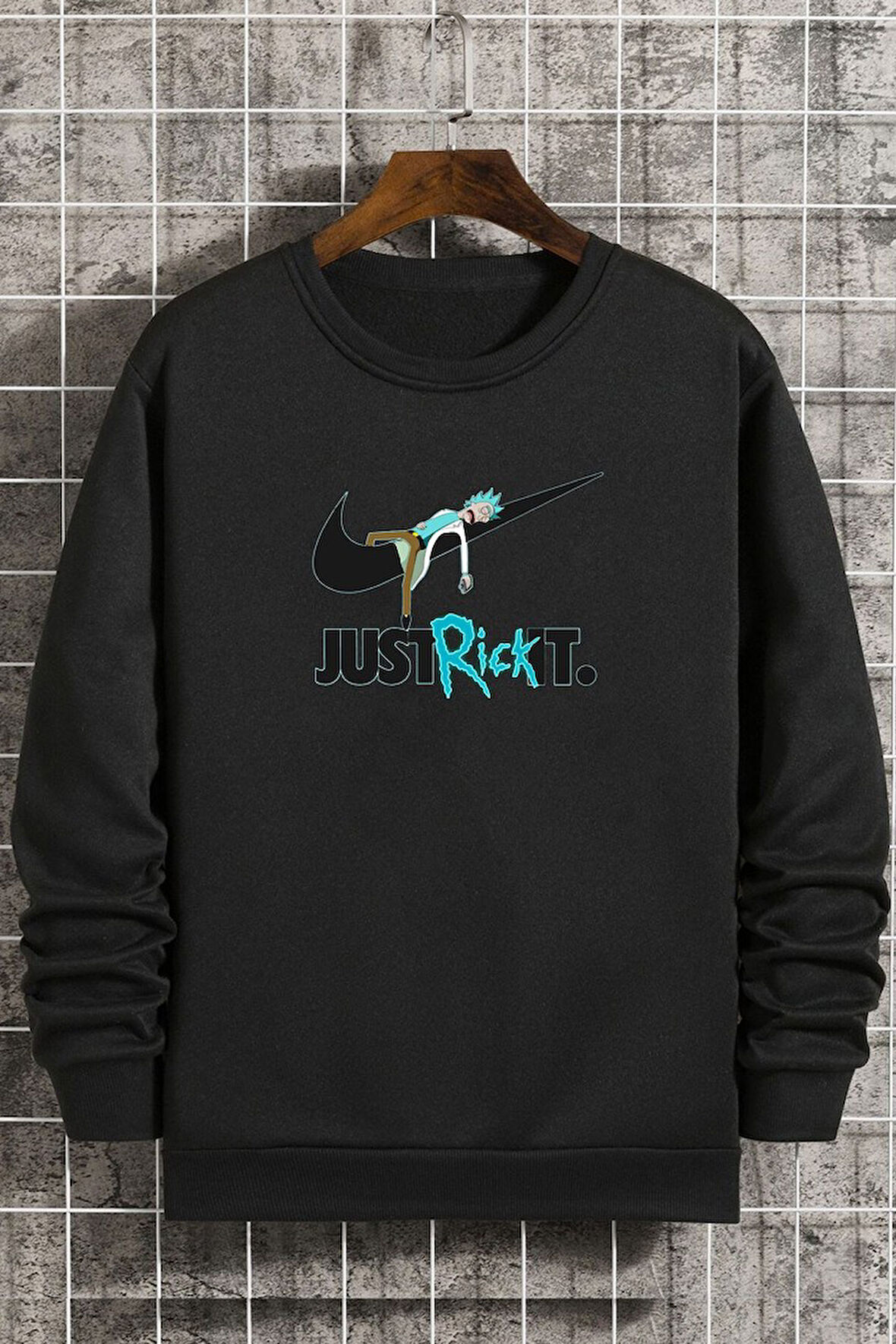 Uyguntarz Unisex Just Baskılı Bisiklet Yaka Sweatshirt