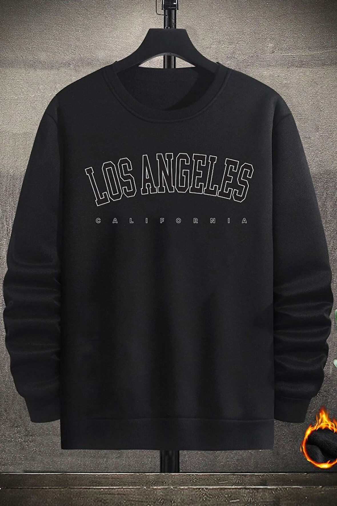 Uyguntarz Unisex Los Angles Baskılı Bisiklet Yaka Sweatshirt