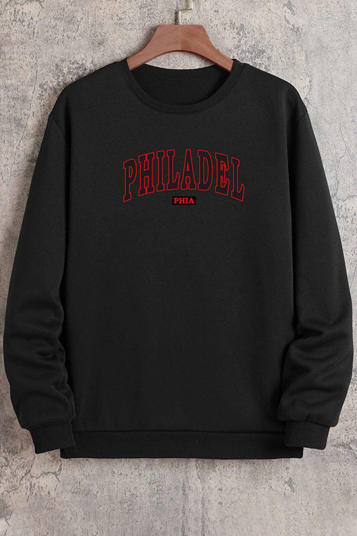 Unisex Philadelphia Bisiklet Yaka Sweatshirt