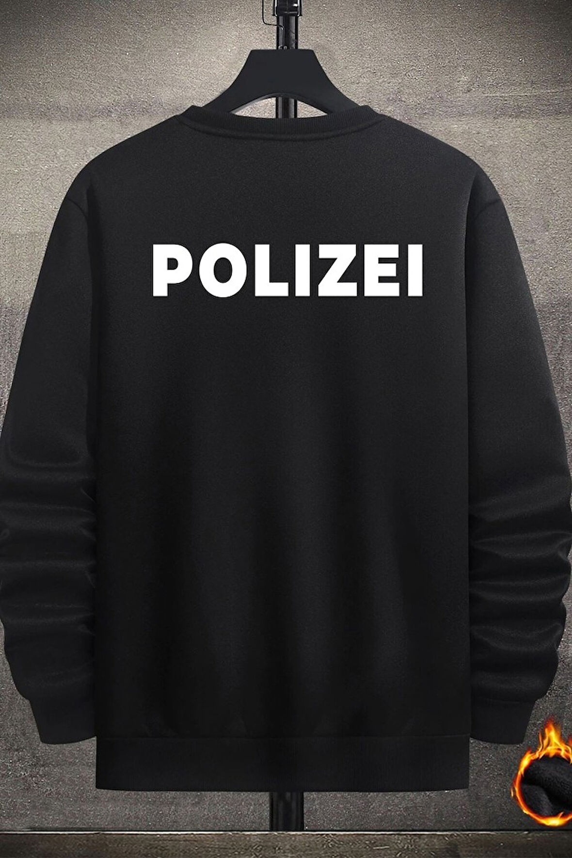 Unisex Polizei Baskılı Bisiklet Yaka Sweatshirt