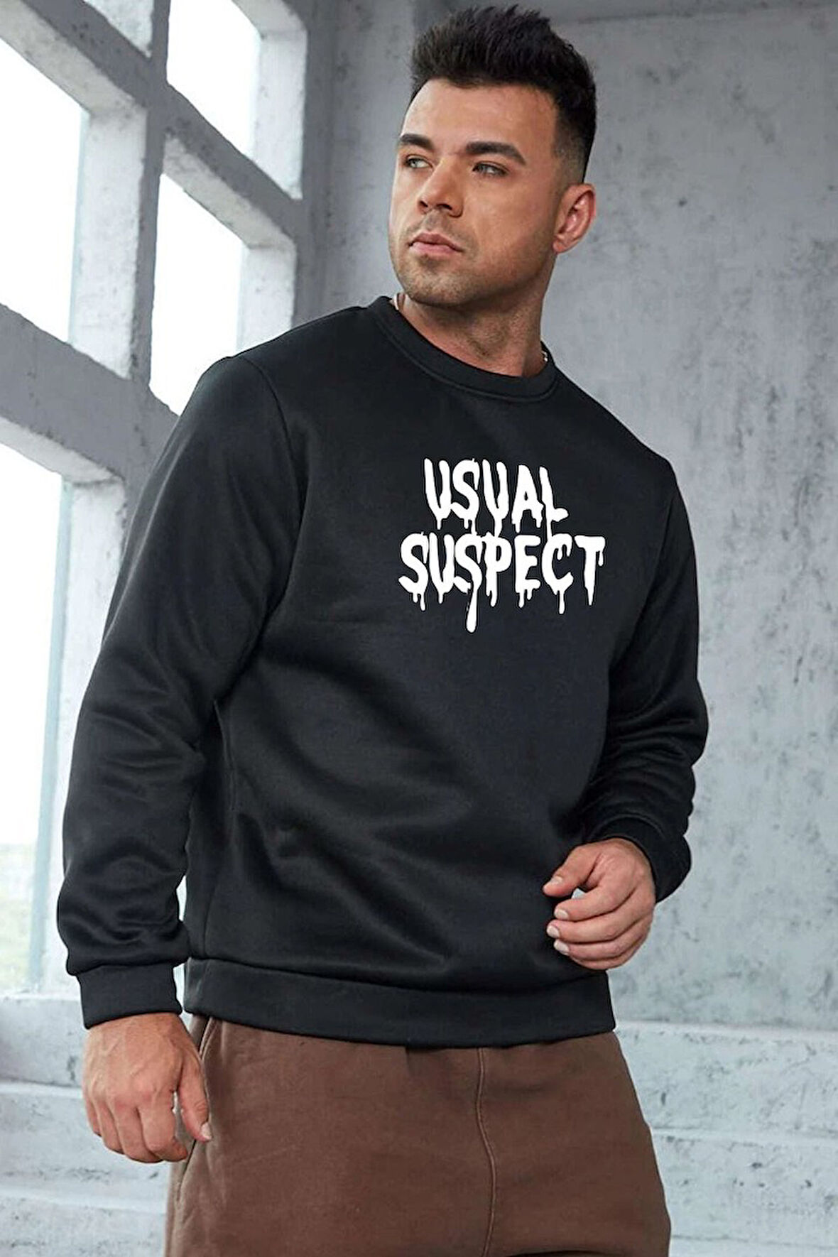 Uyguntarz Unisex Usual Suspect Bisiklet Yaka Sweatshirt