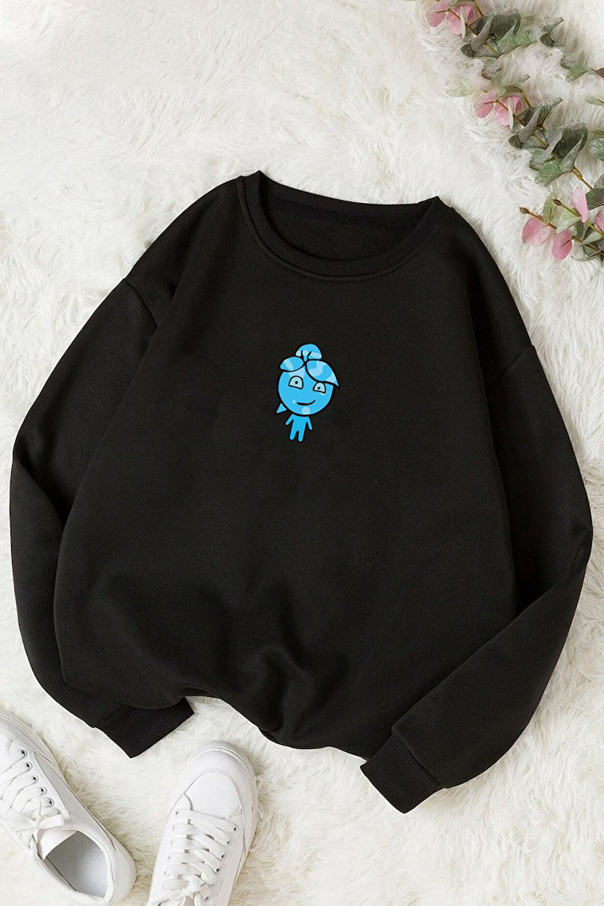 Uyguntarz Unisex Su Avatar Baskılı Bisiklet Yaka Sweatshirt