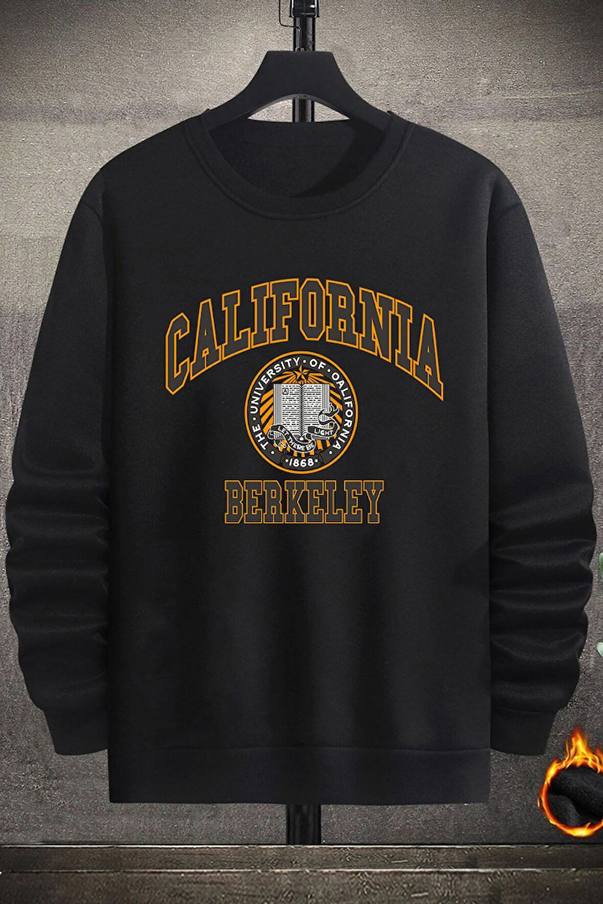 Uyguntarz Unisex California Baskılı Bisiklet Yaka Sweatshirt