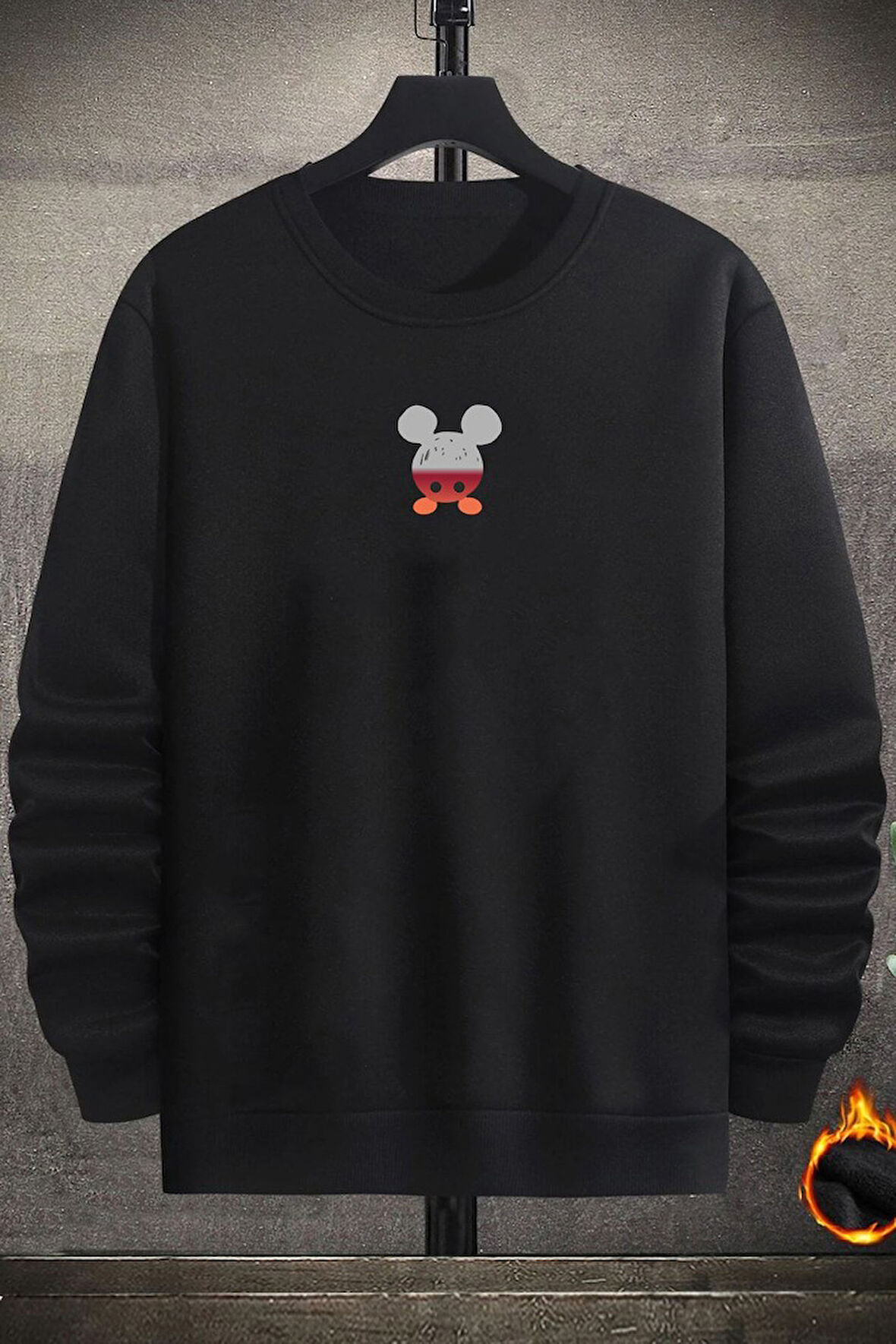 Uyguntarz Unisex Mause Bisiklet Yaka Sweatshirt