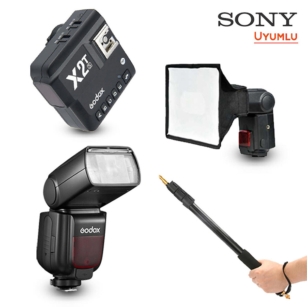 Godox TT685II-S Sony Flaş Full Set (Tepe Flaş + Tetikleyici + Portable Boom + Softbox)