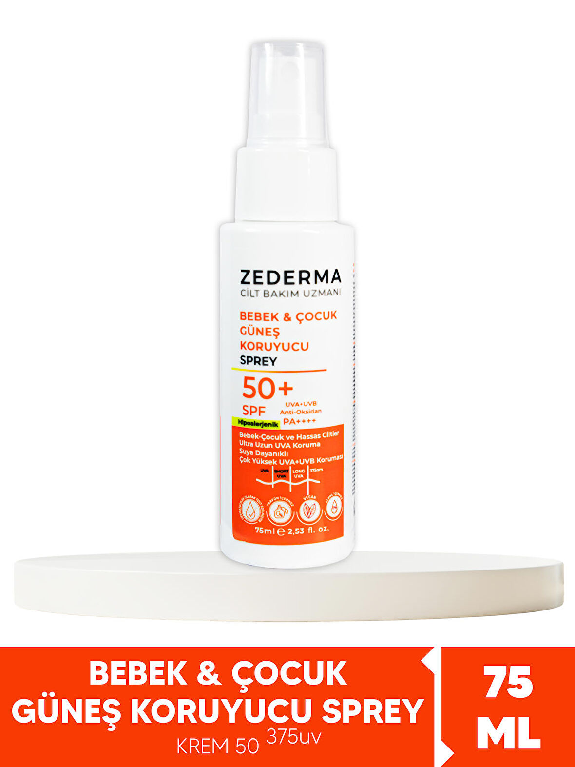 Bebek & Çocuk Güneş Koruyucu Sprey Spf 50+75 ml Sprey & Ultra Uzun UVA Koruma