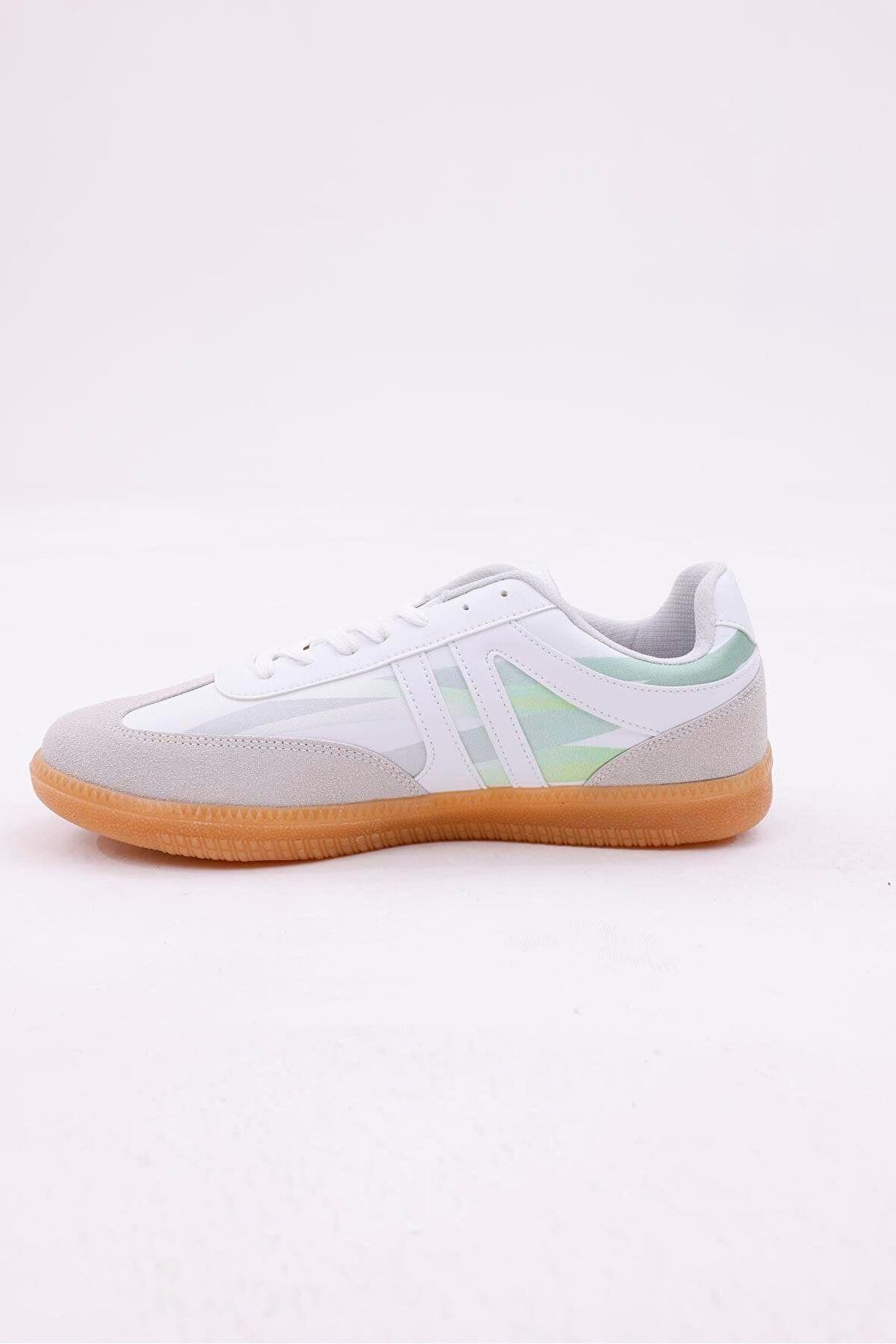 Dijital Baskı Kadın Beyaz-Yeşil Sneaker Ayakkabı