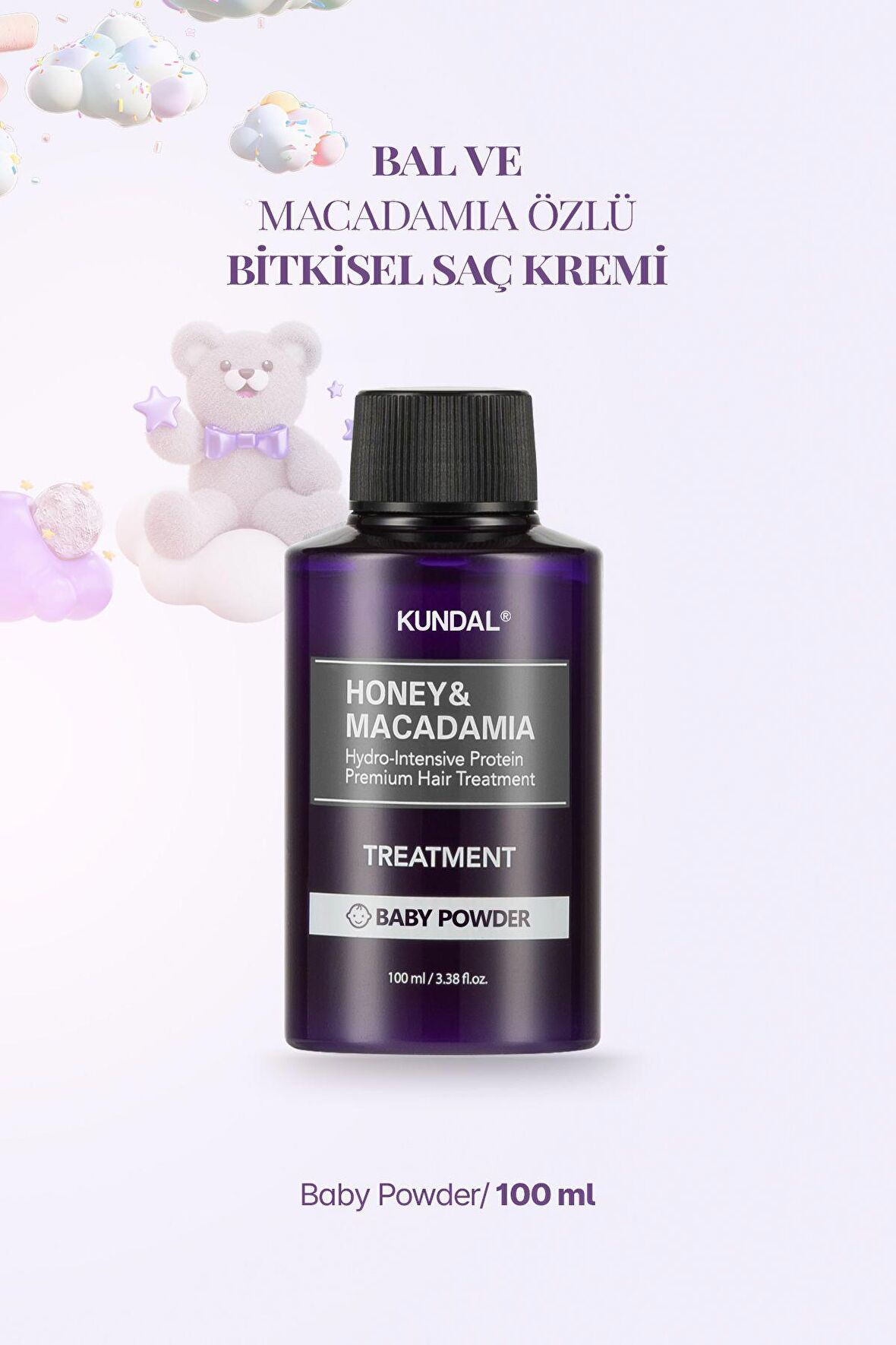 Protein Destekli Besleyici Saç Kremi Kundal Honey&Macadamia Protein Treatment 100ml (Baby Powder)