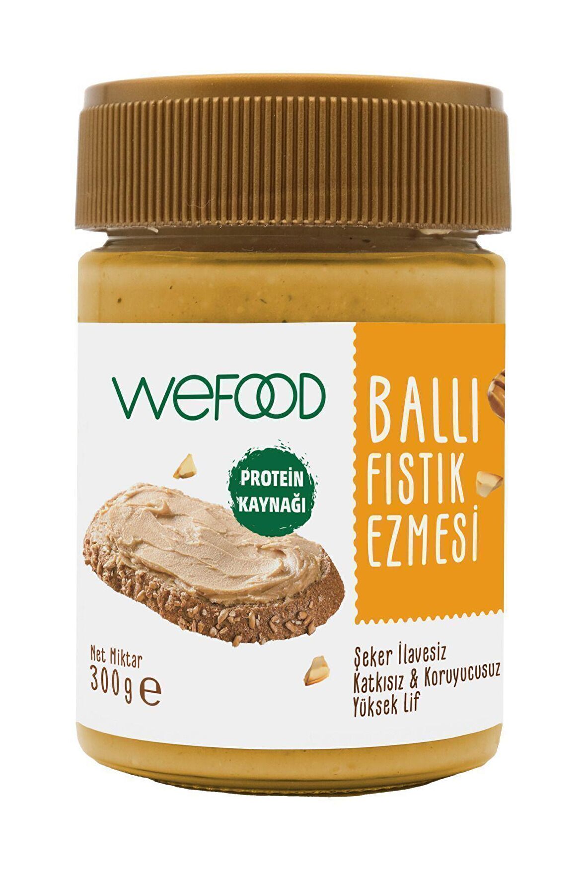 Wefood Şekersiz Ham Ballı Fıstık Ezmesi 300 gr (Fıstık Parçacıklı)