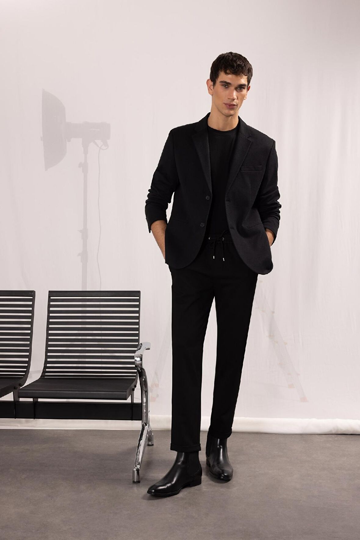 DeFacto Gabardin Jogger Pantolon Duble Paça Beli Lastikli Cepli Y2651AZ24AUBK27