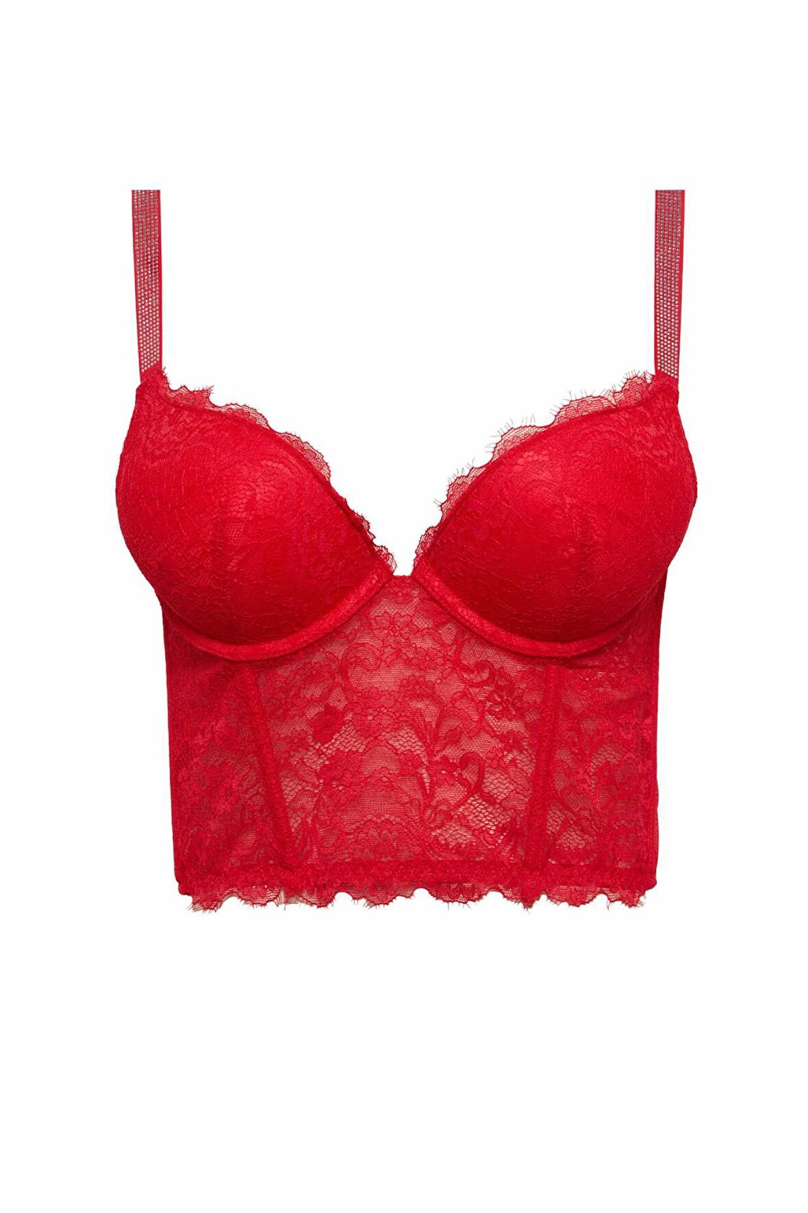 DeFacto Fall in Love Dantelli Dolgulu Kırmızı Bra D6410AX24WNRD59