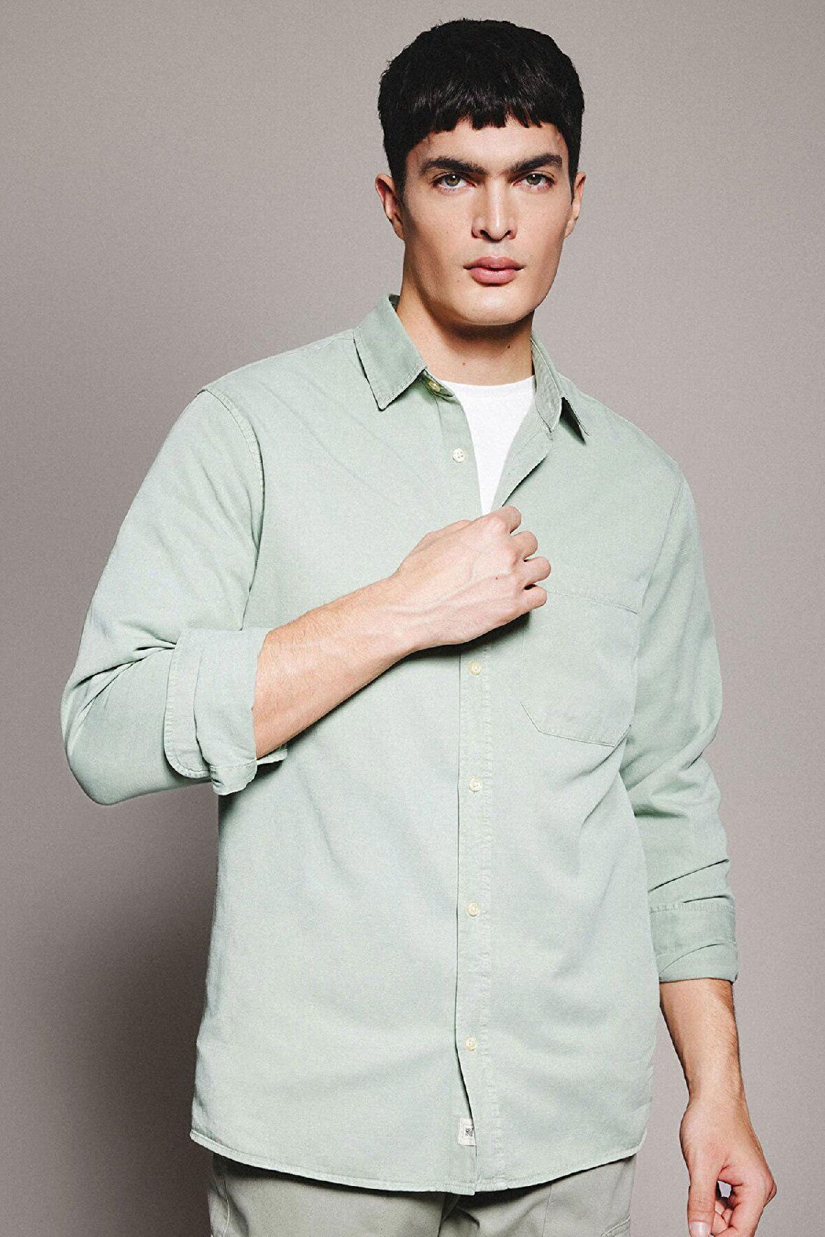 DeFacto Regular Fit Polo Yaka Pamuklu Uzun Kollu Gömlek B4140AX24SPGN1102