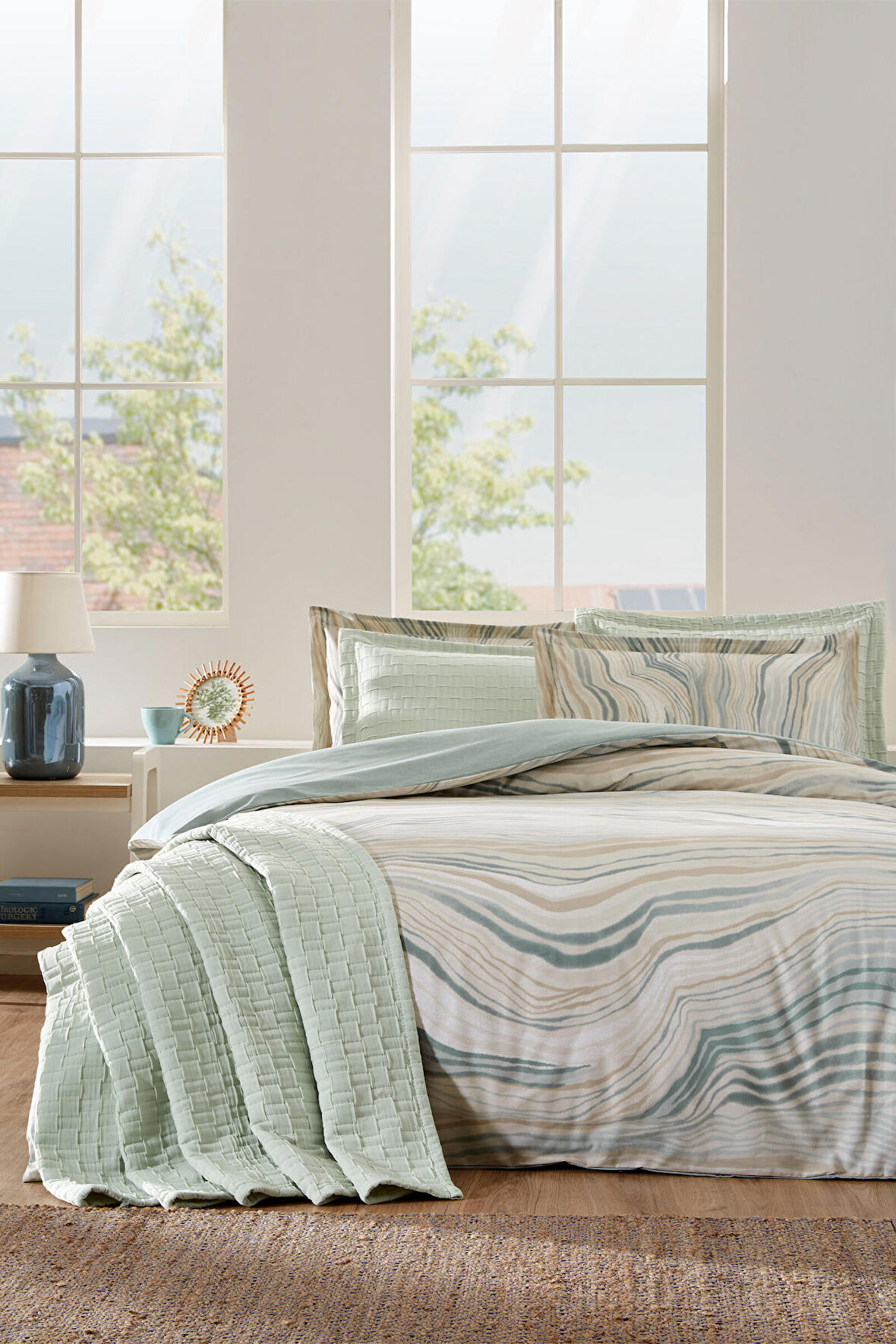 Özdilek Natural Marble Çift Kişilik Yatak Örtülü Nevresim Takımı