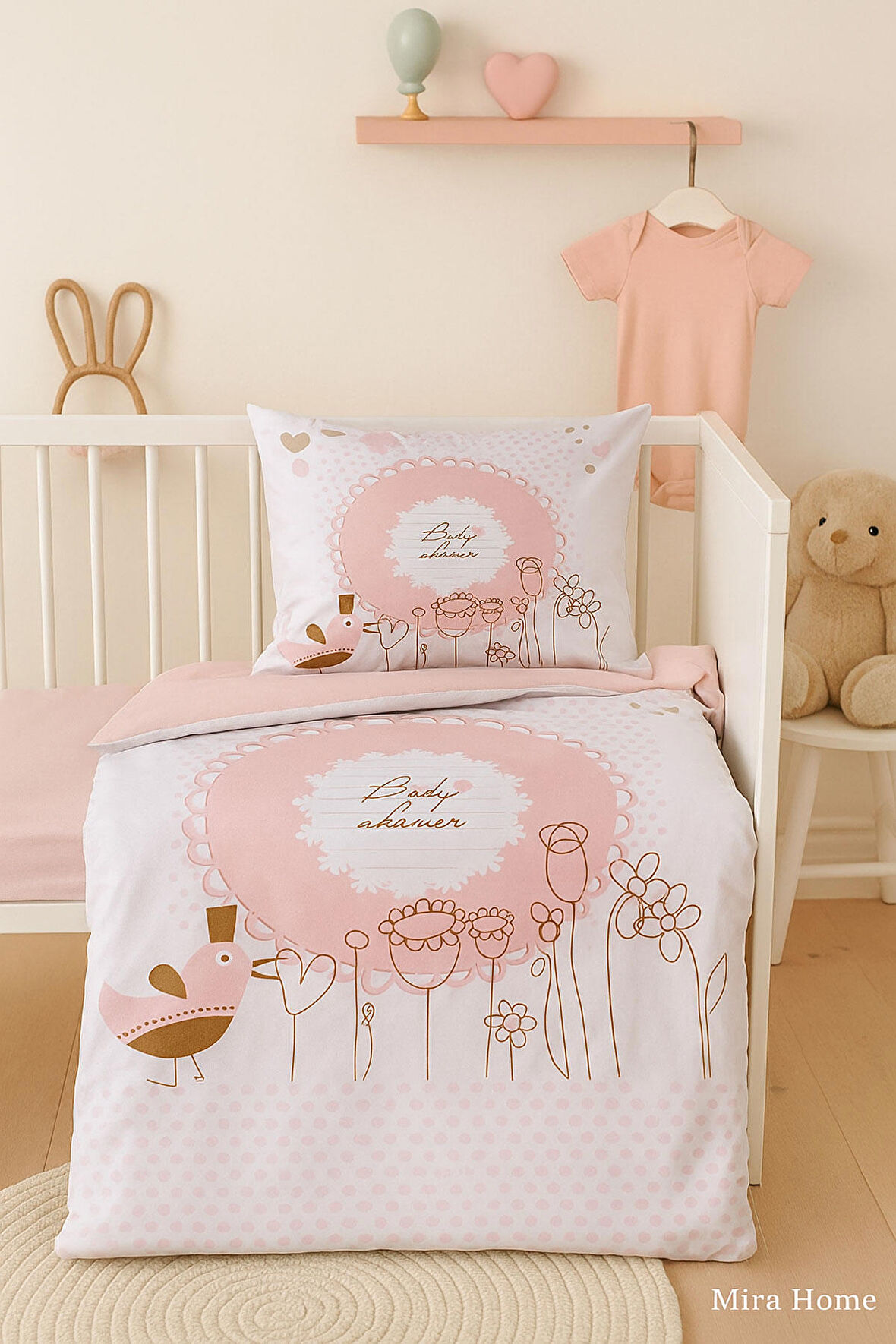 Yenidoğan Kız Bebek Nevresim Takımı 3D Pamuklu  Baby Shower