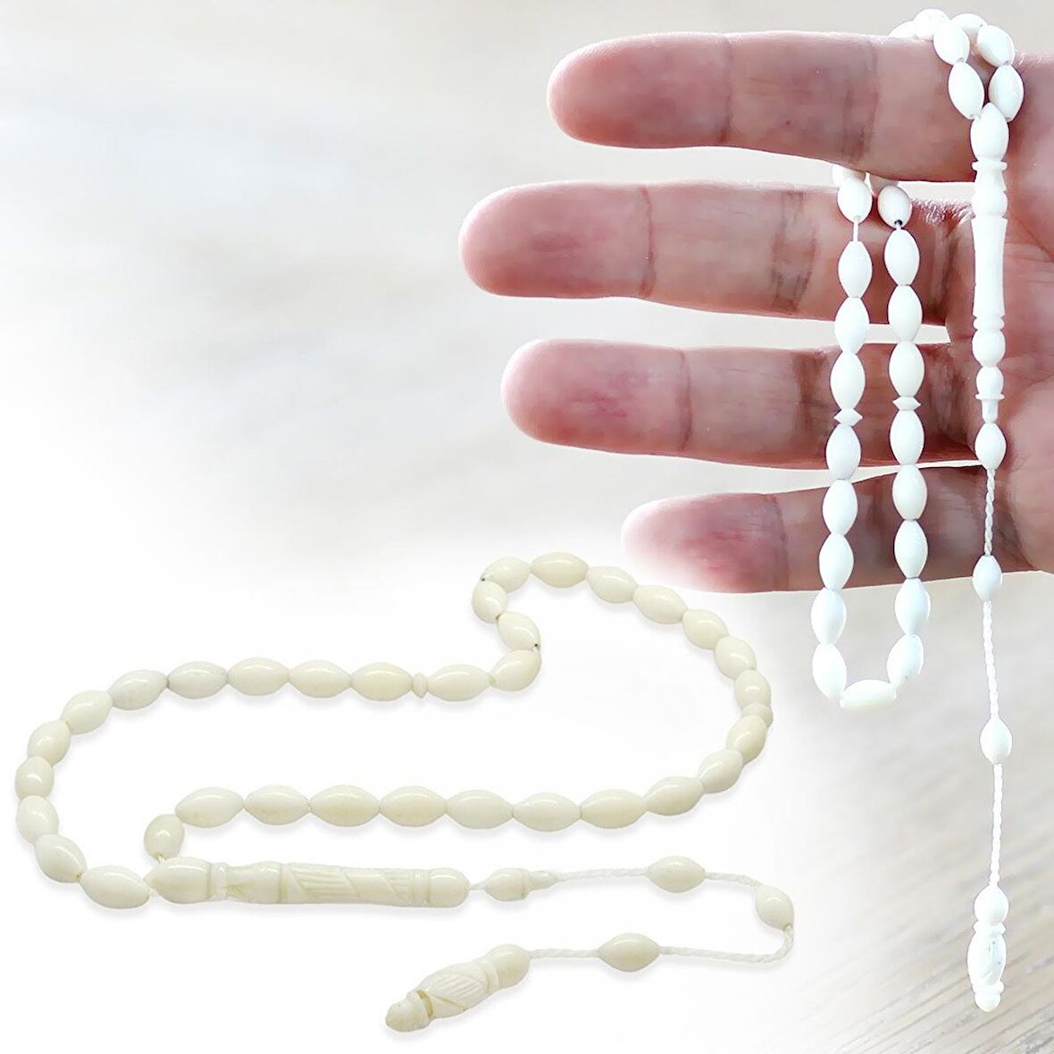 Tesbihane Sistemli Arpa Kesim Bilek Boy Deve Kemiği Tesbih