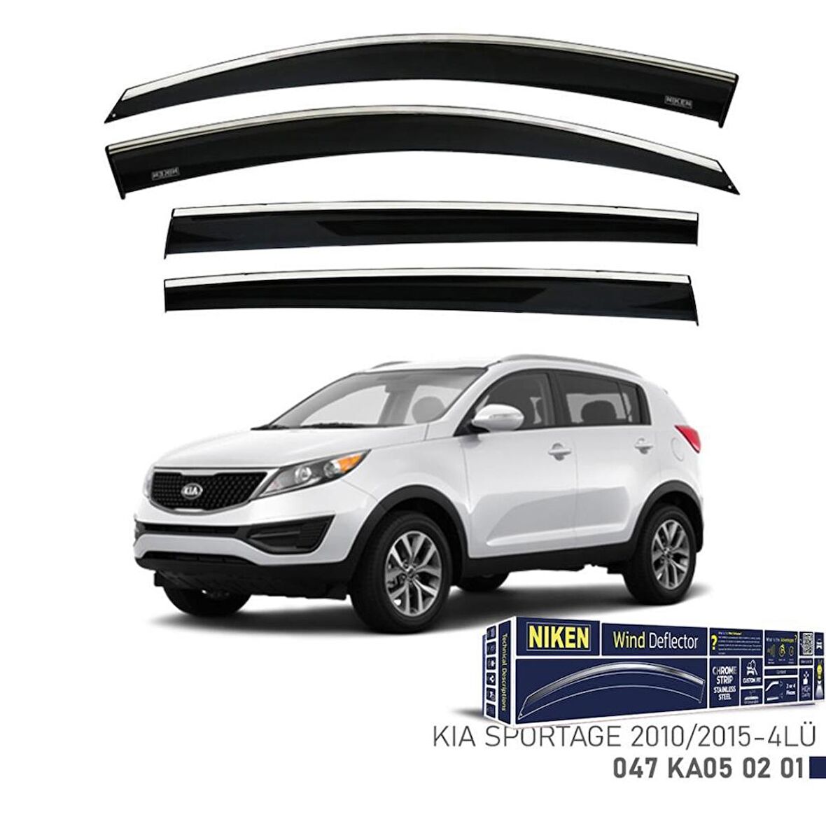 Kia Sportage Niken Kromlu Cam Rüzgarlığı 4lü Set 2010 2015