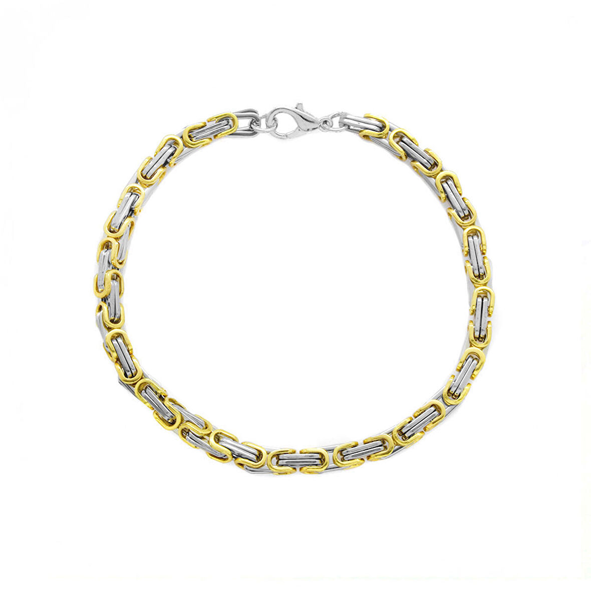 Silver-Gold Renk 917L Çelik Erkek Kral Bileklik