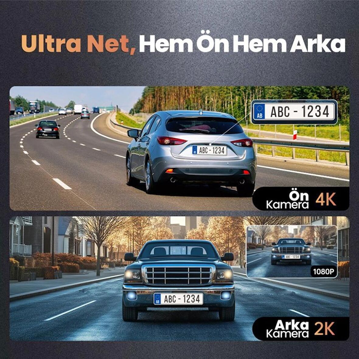 360+ Botslab G980H Pro ADAS Ön Kamera Gerçek 4K UHD Arka 2K QHD 170° Geniş Açı Lens Gece Görüşü Dahili Gps Modülü Akıllı Araç İçi Kamera (64GB HAFIZA KARTI HEDİYELİ)