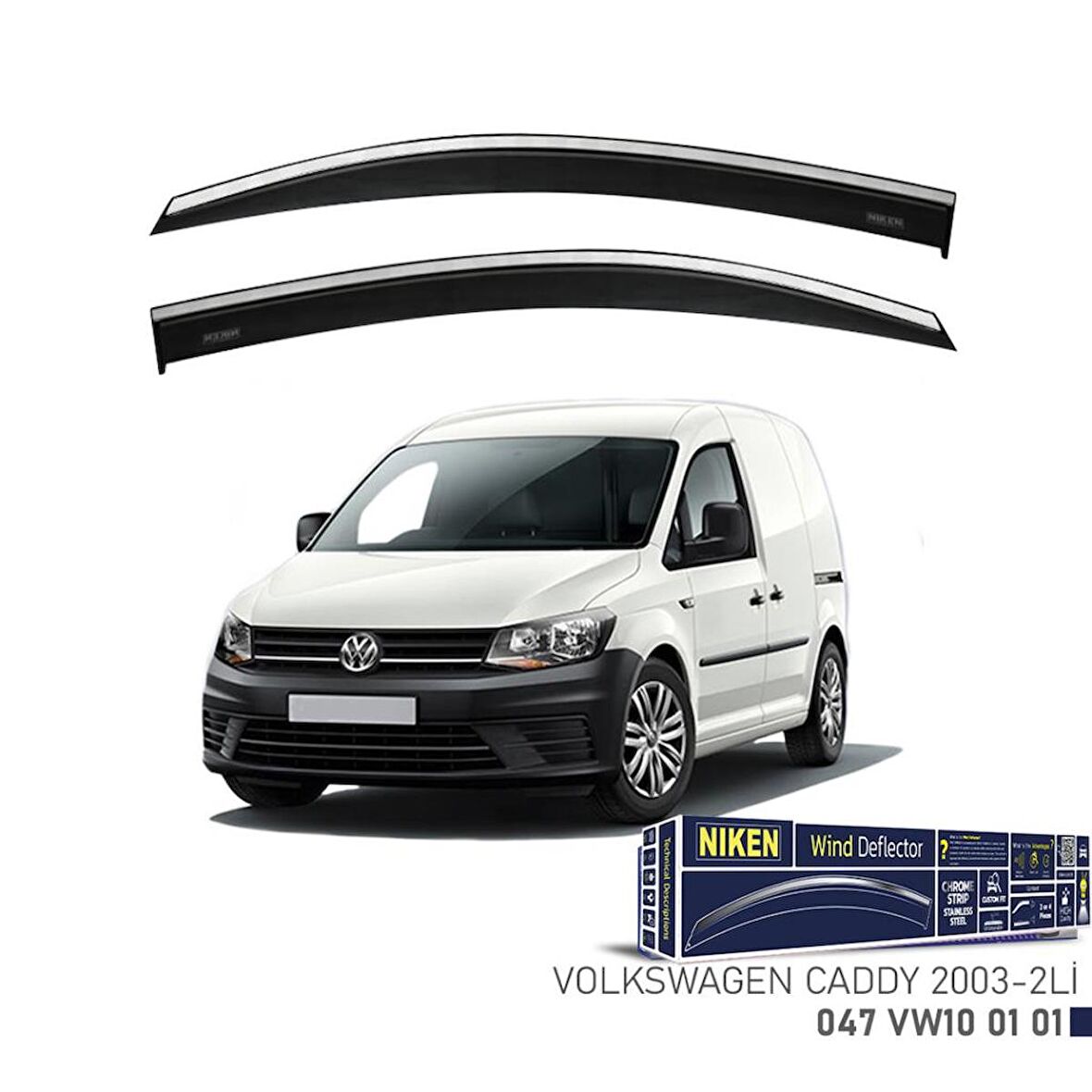 Volkswagen Caddy Niken Kromlu Cam Rüzgarlığı 2li 2003 2019