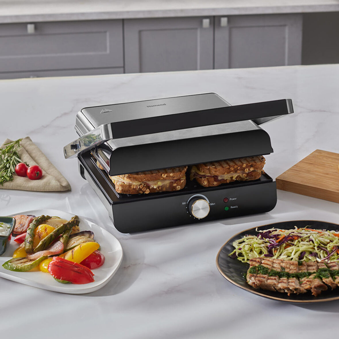 Homend Grilliant 1346H Döküm Plakalı Tost ve Izgara Makinesi Inox 2000 W